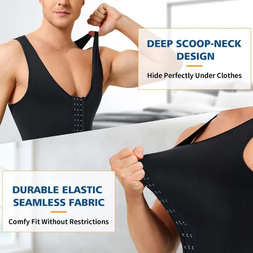 Vista 4 de IFKODEI Fajas moldeadoras para hombre, con control de abdomen, entrenamiento de cintura, faja moldeadora de cuerpo completo, camisas de compresión