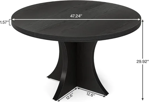 Vista 2 de Tribesigns - Mesa de comedor redonda para 4-6 personas, mesa de cocina de estilo granja de 47.24 pulgadas, mesa de comedor de madera con base