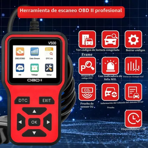 Vista 7 de Herramienta de diagnóstico del escáner V500 OBD2, lector de código profesional con transmisión de datos en tiempo real, búsqueda de DTC, preparación