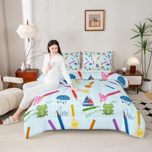 Vista 34 de Homewish Juego de edredón de juegos deportivos de pelota, tamaño twin, juego de ropa de cama de béisbol y baloncesto, 2 piezas para niños