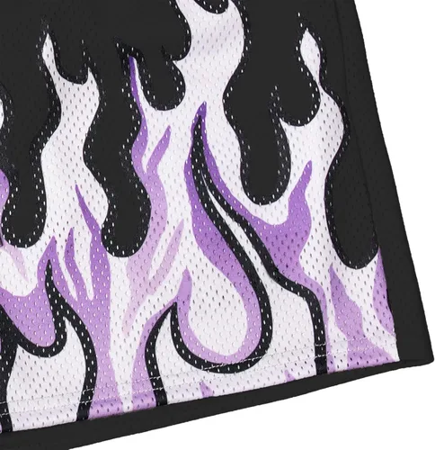 Vista 8 de BOOMLEMON Pantalones cortos de baloncesto para hombre, pantalones cortos deportivos de entrenamiento casual con estampado gráfico de llama de malla