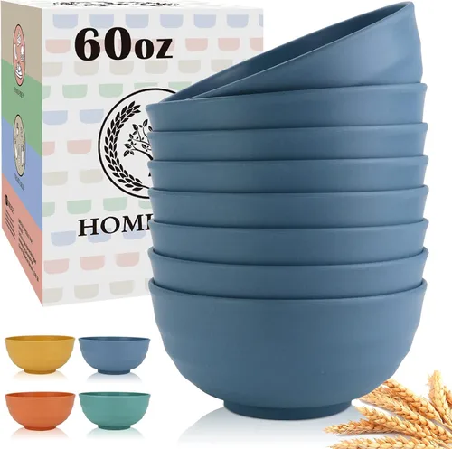 Vista 18 de Homienly Juego de 6 boles irrompibles de fibra de paja de trigo, aptos para microondas y lavavajillas, alternativa reutilizable a los boles