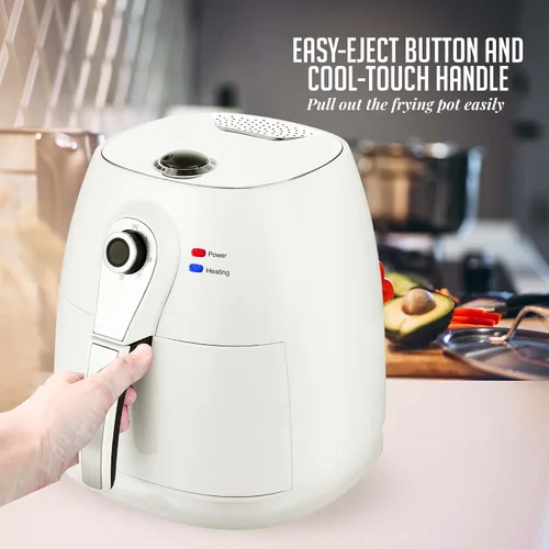 Vista 5 de OVENTE Freidora de aire compacta, olla caliente eléctrica de 3.2 cuartos de galón con potencia de 1400 W, temperatura ajustable, apagado automático