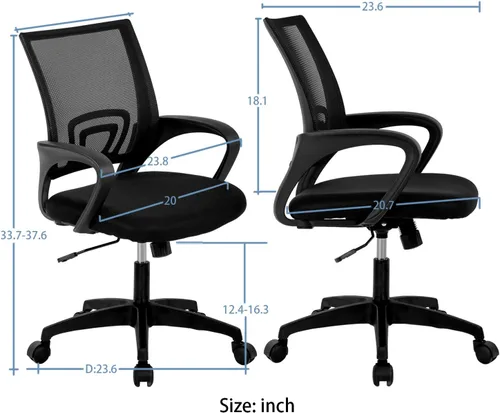 Vista 3 de HCB Silla de oficina - Silla giratoria ejecutiva ergonómica con soporte lumbar para el hogar y la oficina (negro)