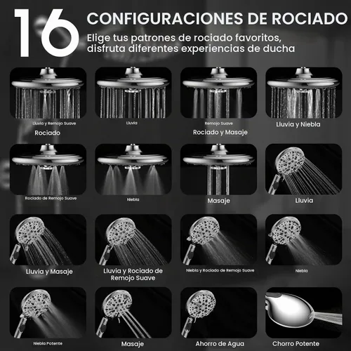 Vista 2 de FEELSO Combo de cabezal de ducha de 10 pulgadas con cabezal de ducha doble