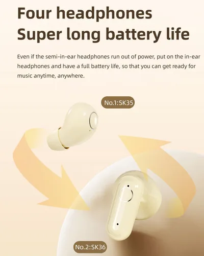 Vista 5 de 2 pares de mini auriculares invisibles pequeños inalámbricos Bluetooth para dormir ocultos micro pequeños discretos pequeños de perfil bajo