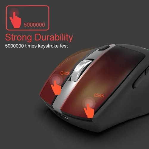 Vista 4 de Arteck Mouse inalámbrico Bluetooth con receptor Nano USB, negro, batería de 4 meses de duración, diseño ergonómico