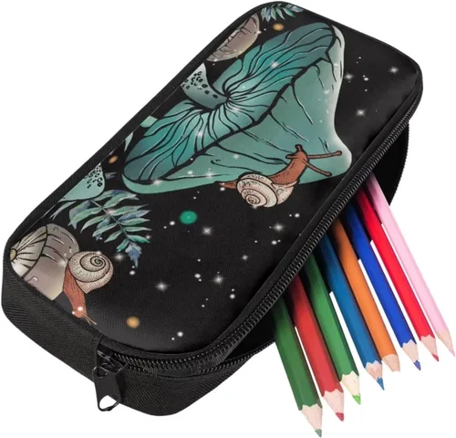 Vista 5 de Parprinty Juego de mochila de hongos para niños y niñas, mochila grande ligera con lonchera y estuche para lápices, Seta caracol retro a, Mochilas
