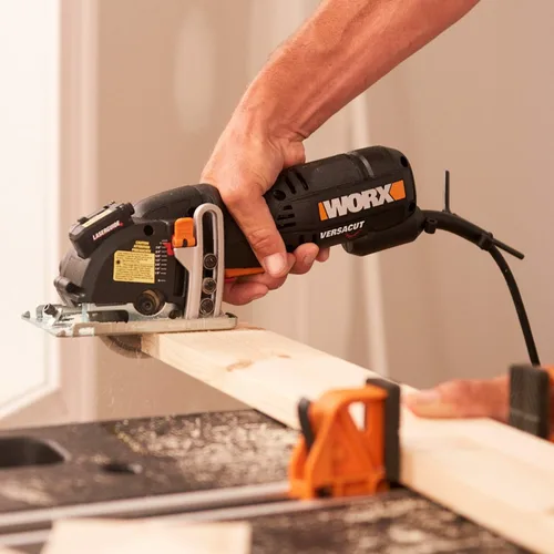 Vista 8 de Worx WX420L 3 Amp Versacut Sierra circular compacta eléctrica de 3-3/8 pulgadas con tecnología de guía láser