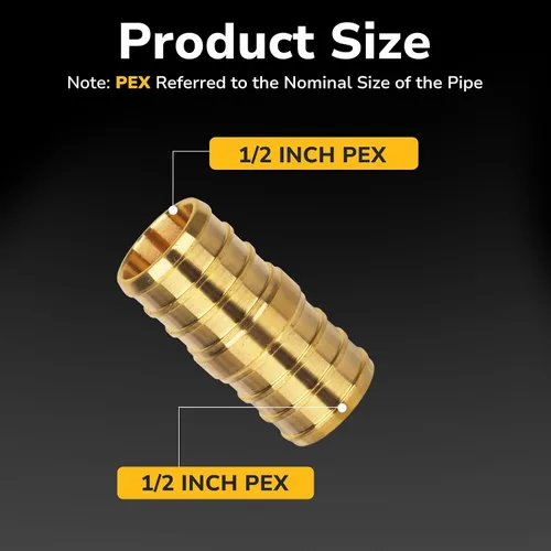 Vista 2 de Acoplamiento Pex de 1/2", Accesorios Pex, Accesorios de Engaste de Latón de Alta Resistencia para Tubos PEX con Construcción Resistente a Fugas