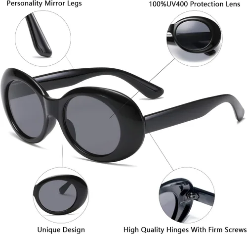 Vista 2 de Clout Goggles Oval Mod Retro Vintage Gafas de sol Kurt Cobain Round Sun Glaases