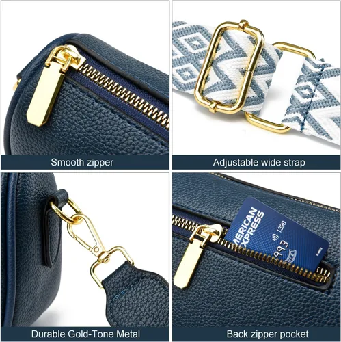 Vista 6 de YAVCOOL Bolso cruzado pequeño para mujer, con correa ancha, diseño moderno, bolso cruzado y bolso con cremallera superior