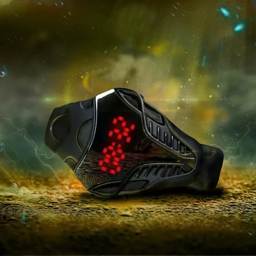 Vista 3 de FANMIS LED Digital Moda Cobra Reloj Negro Silicona Hierro Triángulo Dial Deportes Relojes de pulsera (negro)