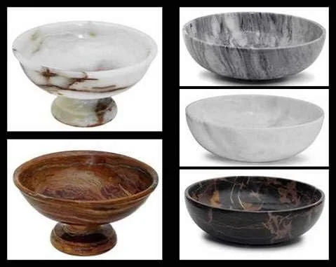 Vista 2 de KhanImports Frutero grande de mármol blanco, centro de mesa decorativo de piedra blanca, 12 pulgadas