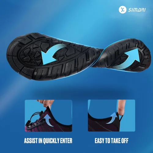 Vista 2 de Simari Zapatos de agua para mujer, hombre, natación, playa, piscina, deportes acuáticos, secado rápido, estilo descalzo, buceo, surf y caminar