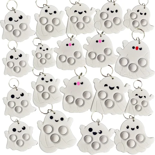 Vista 4 de Paquete de 20 llaveros divertidos y únicos de araña, diseño de arcoíris, juguetes para fiestas de Halloween, juguetes para niños, estudiantes Q-05Q