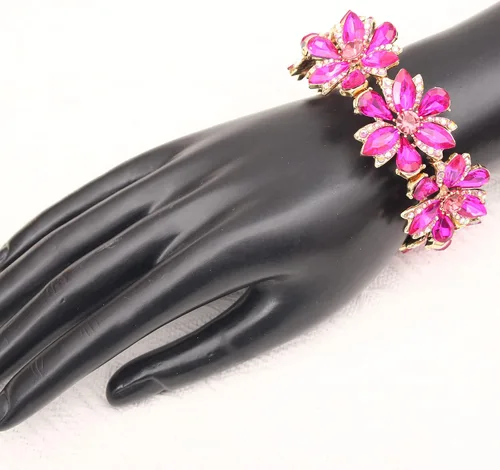 Vista 2 de Pulsera elástica de cristal con forma de marquesa, elegante, con forma de lágrima, joyería para novia