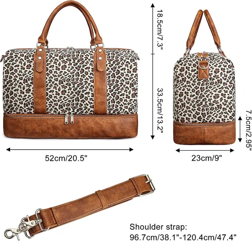 Vista 7 de Newshows Bolsa de viaje para mujer con manga para equipaje, marrón (Leopard-brown)), Newshows SM04V949