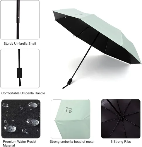 Vista 3 de Xiuying Feng Paraguas de viaje a prueba de viento ligero sol y lluvia paraguas para mujeres y hombres protección UV varios colores regalos