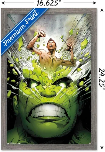 Vista 3 de Trends International Marvel Comics - Póster de pared de The Incredible Hulk - Cover #171, 14.725 x 22.375 pulgadas, versión enmarcada de madera