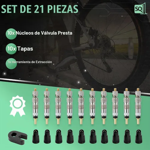Vista 3 de Square1 Presta Kit de núcleo de válvula -10 núcleos de válvula Presta universalmente compatibles, 1 herramienta de extracción de núcleo de válvula