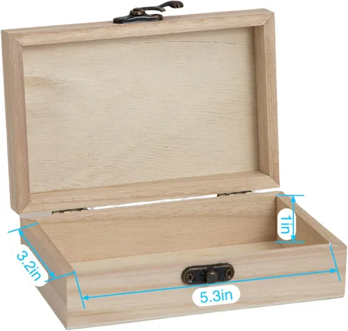 Vista 2 de 12 cajas de madera hechas a mano sin terminar, de 5.8 x 3.8 x 1.8 pulgadas, pequeña caja de recuerdos, almacenamiento de joyas, cajas de madera