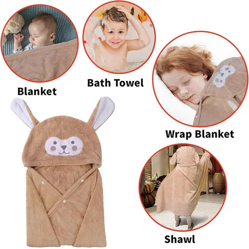 Vista 6 de Visen Toalla con capucha de alta calidad para niños, toalla de baño para niños de tamaño grande de 28 x 55 pulgadas, toalla con capucha ultrasuave