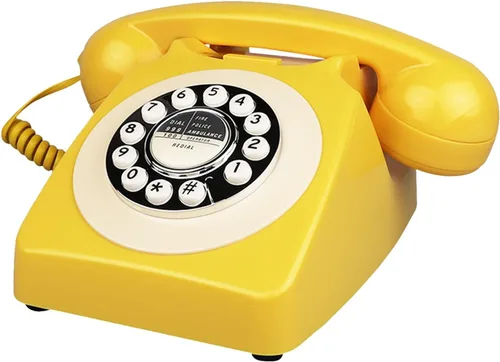 Vista 9 de Teléfono retro, con cable clásico antiguo teléfono fijo para el hogar/oficina, con cable francés azul antiguo rotativo regalo para decoración de arte