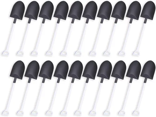 Vista 8 de OaaXbbECco Cucharas con forma de pala de novedad, cucharas de postre de plástico desechables (50 negro+blanco modelo 2)