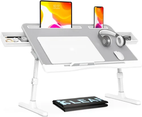 Vista 9 de Escritorio con bandeja de cama para laptop con alturas y ángulos ajustables, escritorio plegable resistente mejorado para cama/sofá/suelo