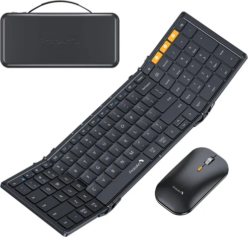 Vista 11 de ProtoArc XKM01 Full-Size Foldable Keyboard Mouse Combo for Travel, Gray Gris negro