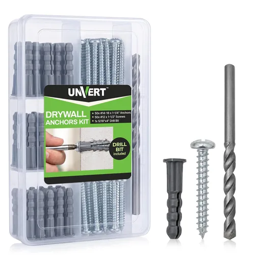Vista 8 de Kit de anclajes para paneles de yeso, incluye 100 anclajes de pared de plástico para paneles de yeso (7/8 pulgadas), 100 tornillos Phillip