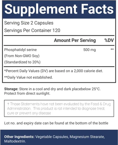 Vista 6 de Fosfatidilserina, 500 mg, 240 cápsulas vegetarianas 100% vegetarianas, sin OMG y sin gluten