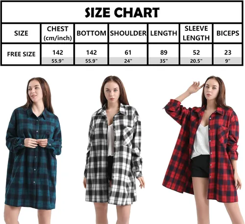Vista 7 de AGO FTYxTRA Camisa pesada a cuadros para mujer, blusa de manga larga de talla grande, abrigos de novio con solapa
