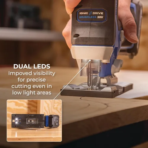 Vista 9 de Kreg Sierra Caladora de Agarre de Barril con Impulso Iónico de 20V - Inalámbrica, Compacta y Ergonómica - Corte de Precisión - Velocidad Variable