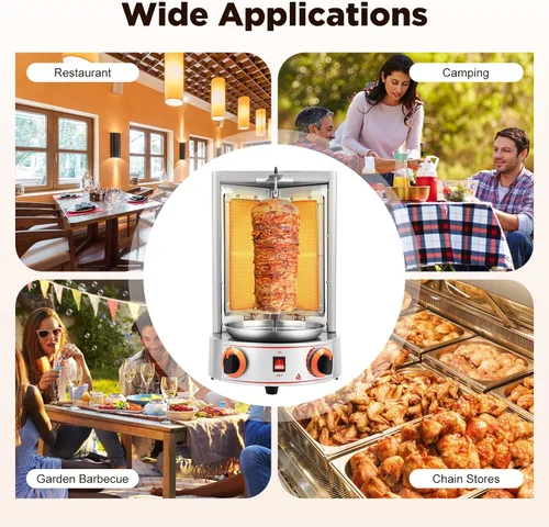 Vista 7 de Máquina de Asador de Shawarma Eléctrica Weglae, Asador Vertical de Acero Inoxidable, Máquina de Barbacoa Comercial, Máquina Rotisserie de Encimera