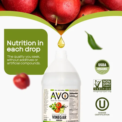 Vista 6 de AVO Vinagre blanco destilado de 1 galón (128 oz) - 5% de acidez, galón de vinagre blanco natural puro