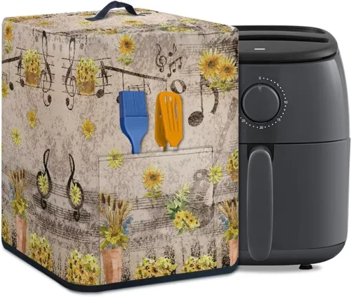 Vista 14 de Cubierta para freidora de aire con diseño de estrella de mar de playa, funda protectora rectangular con bolsillo y asa para olla a presión
