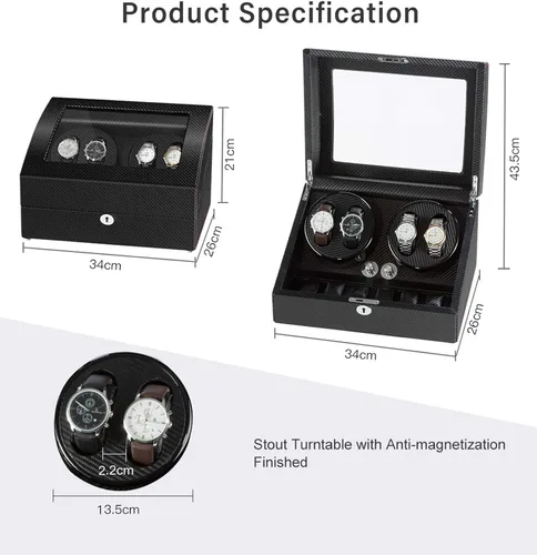 Vista 6 de Sepano Enrollador automático de reloj, caja de bobinado de reloj para relojes automáticos, con motor Mabuchi y almohadas de reloj flexibles, gran