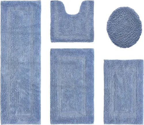 Vista 146 de Better Trends - Juego de 2 alfombras de baño 100% algodón, extra suaves, con borlas, de 17" x 24", alfombra de baño superabsorbente y reversible