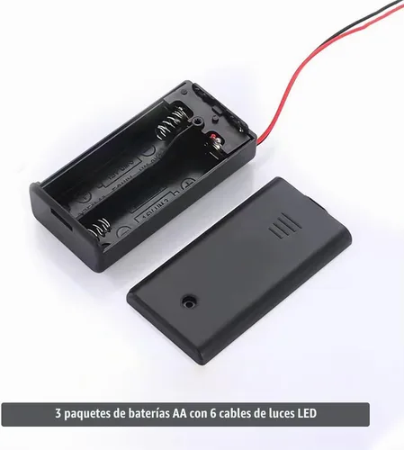 Vista 4 de Flever Accesorio de casa de bricolaje para casa de muñecas en miniatura, 3 paquetes de baterías AA con 6 cables de luz LED 3 paquetes de baterías AA