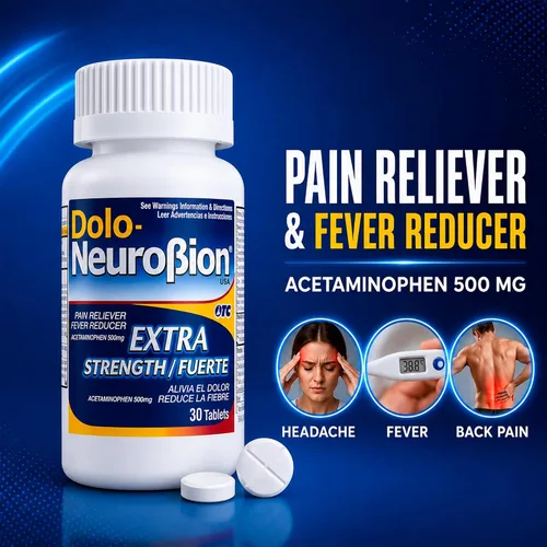 Vista 4 de Dolo Neurobion 30 Tabletas - Analgésico, Reductor de Fiebre, Extra Fuerte, Fuerte, Alivia el Dolor, Reduce la Fiebre