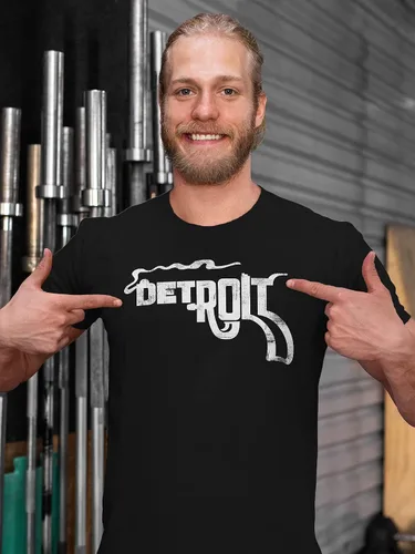 Vista 2 de Detroit Smoking Gun - Camisa para hombre y mujer, estilo vintage, suave Negro
