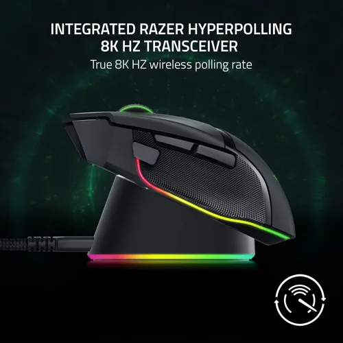 Vista 6 de Razer Mouse Dock Pro con Puck de Carga Inalámbrica: Carga Inalámbrica Magnética - Transceptor HyperPolling 4K Hz Integrado - Base Antideslizante