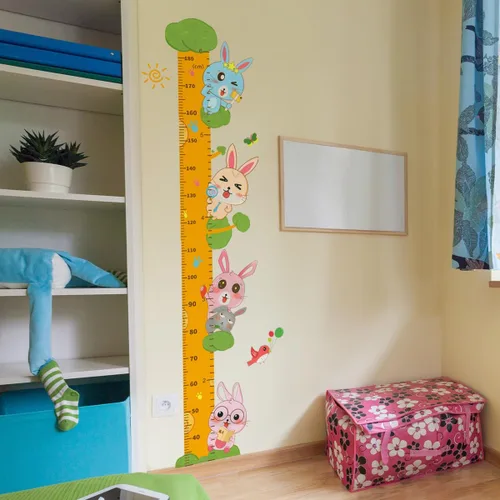 Vista 7 de Calcomanía de vinilo autoadhesiva para pared de vivero de automóvil de dibujos animados, etiqueta engomada de la tabla de crecimiento del bebé