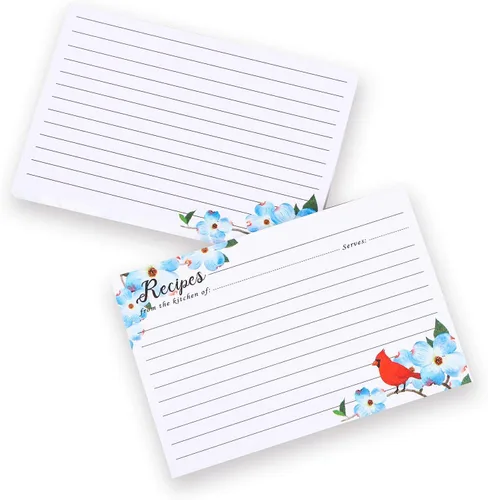 Vista 5 de COFICE Tarjetas de recetas de 4 x 6 pulgadas, tarjetas de recetas de doble cara, 50 unidades (pájaro)