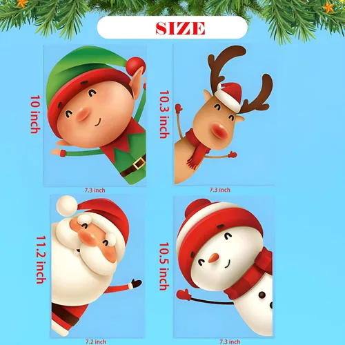 Vista 2 de 115 PCS Calcomanías Adhesivas de Copos de Nieve Navideños para Ventanas de Vidrio, Calcomanías de Navidad Decoraciones Navideñas de Copos de Nieve
