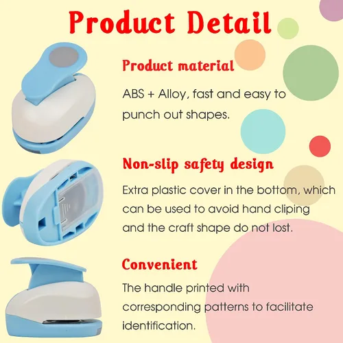 Vista 6 de Ecohu Perforadora Circular de 1 Pulgada para Manualidades, Perforadora de Papel en Forma de Círculo, Perforadora de Palanca para Manualidades