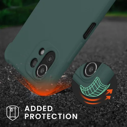 Vista 2 de kwmobile Funda cruzada compatible con Xiaomi 11 Lite (5G) NE/Mi 11 Lite (5G) - Funda de silicona TPU con correa - Verde musgo
