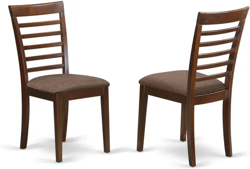 Vista 3 de East West Furniture DLML3-MAH-C - Juego de comedor de 3 piezas que contiene una mesa de comedor redonda con gotas y 2 sillas tapizadas de tela
